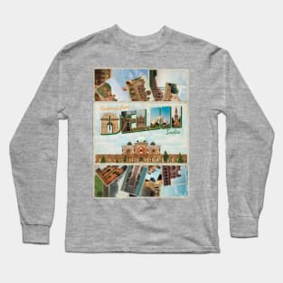 Greetings from Delhi in India Vintage style retro souvenir Long Sleeve T-Shirt